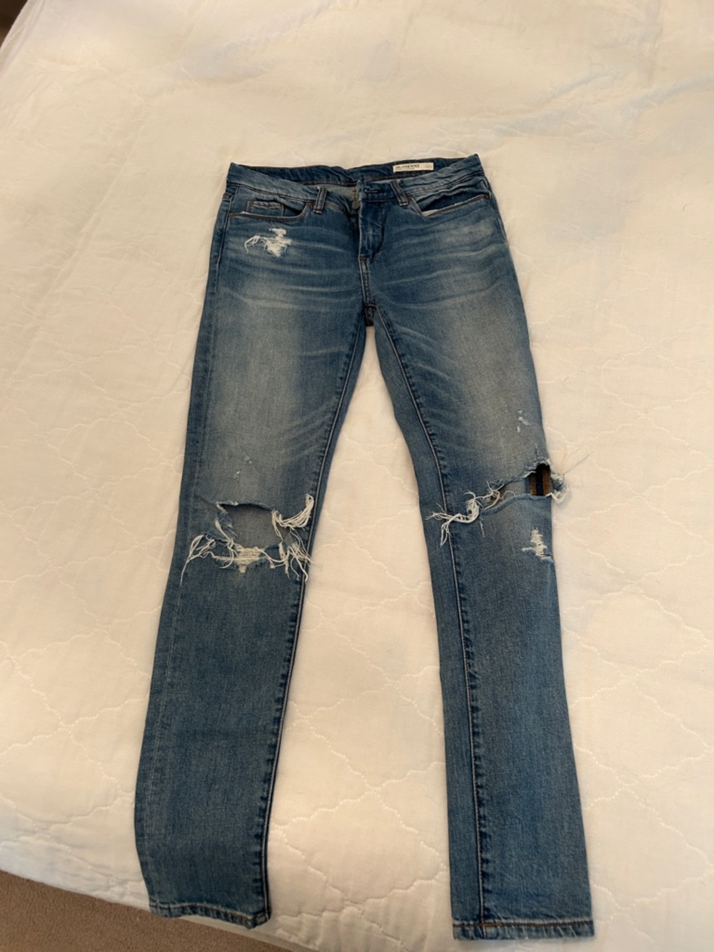 Blank NYC Distressed Blue Skinny Jeans